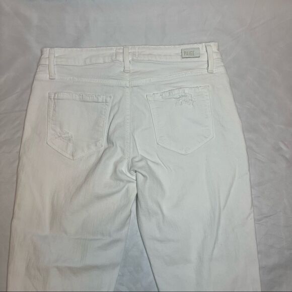 Paige Womens Bridgette Mid Rise Crop White Destroyed Jeans 26 - Picture 9 of 12